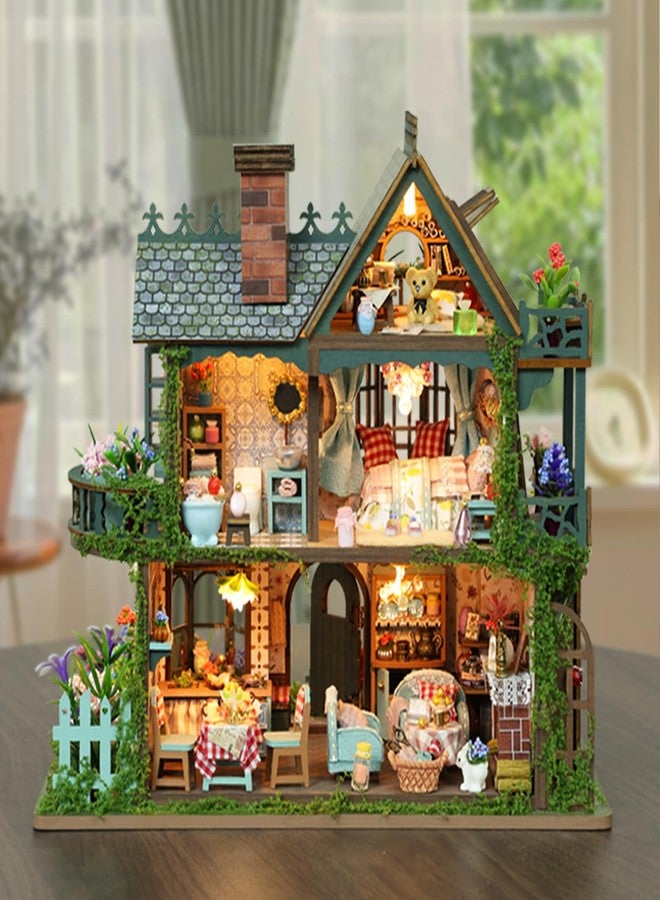 Plustopoy DIY Miniature House Kit - DIY Mini House Building Kit - Wooden Dollhouse Miniature Kit -Tiny Garden House Diorama Building Kits with Light - 3D Puzzle Adult Craft Unique Gift - Image 5